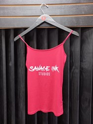 Red Tank Top Savage Ink White logo